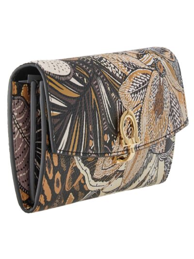 Gancini Scarf Print Leather Wallet In Nero / Stampa Batik