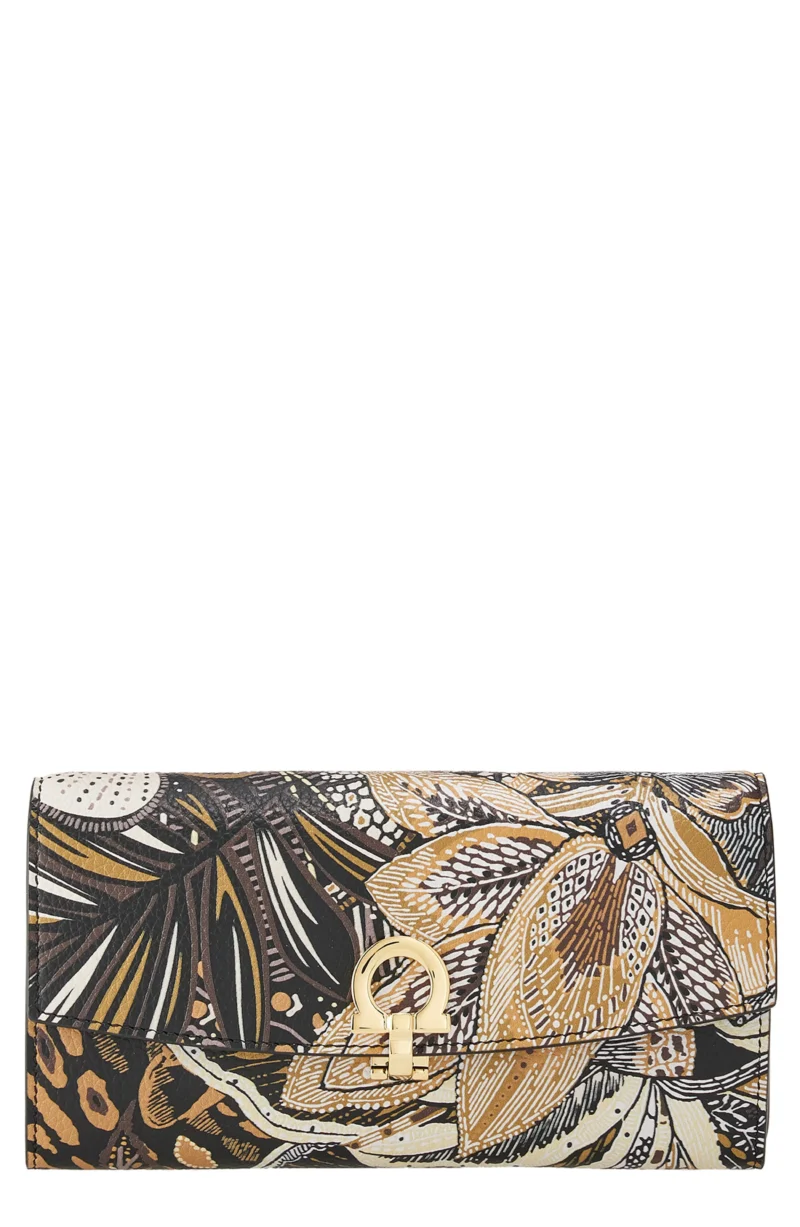 Gancini Scarf Print Leather Wallet In Nero / Stampa Batik - Image 2