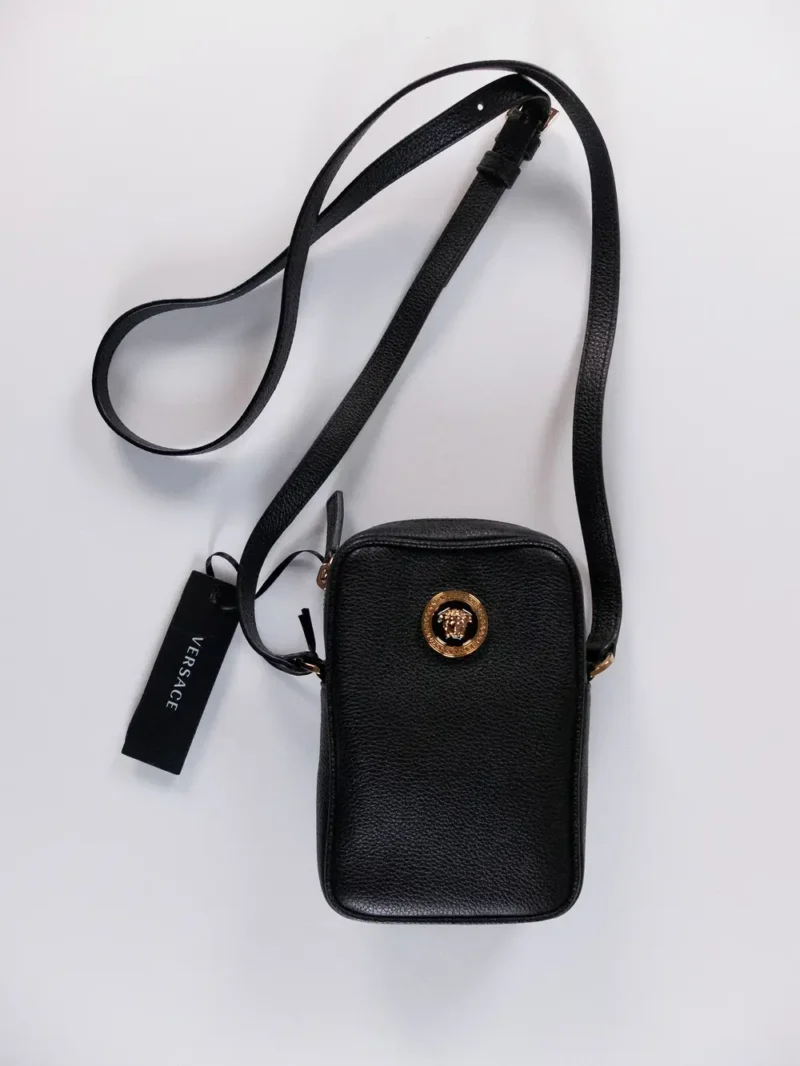 La Medusa black leather mini crossbody bag - Image 2