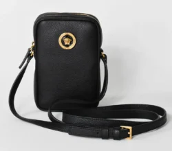 La Medusa black leather mini crossbody bag