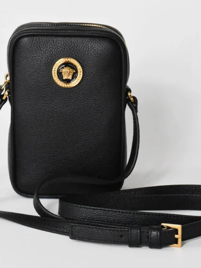 La Medusa black leather mini crossbody bag