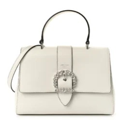 Calfskin Crystal Medium Cheri Top Handle Bag Milk