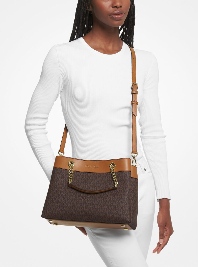 Michael Kors Lori Medium Logo Tote Bag-Color: Vanilla/Acorn - Image 2