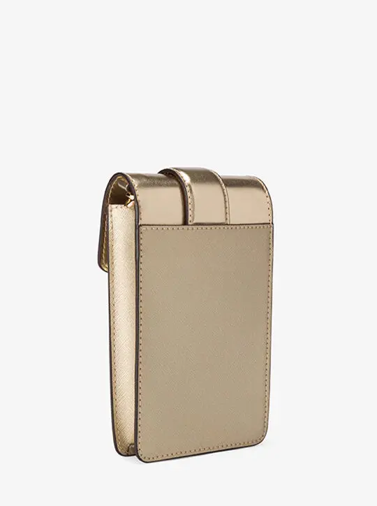 Carmen Small Metallic Phone Crossbody Bag  PALE GOLD - Image 4