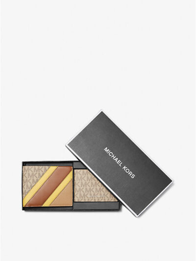 Striped Logo Wallet Case Gift Set