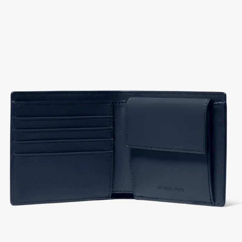 Cooper Leather Billfold Wallet Navy with Coin Pouch - Image 2