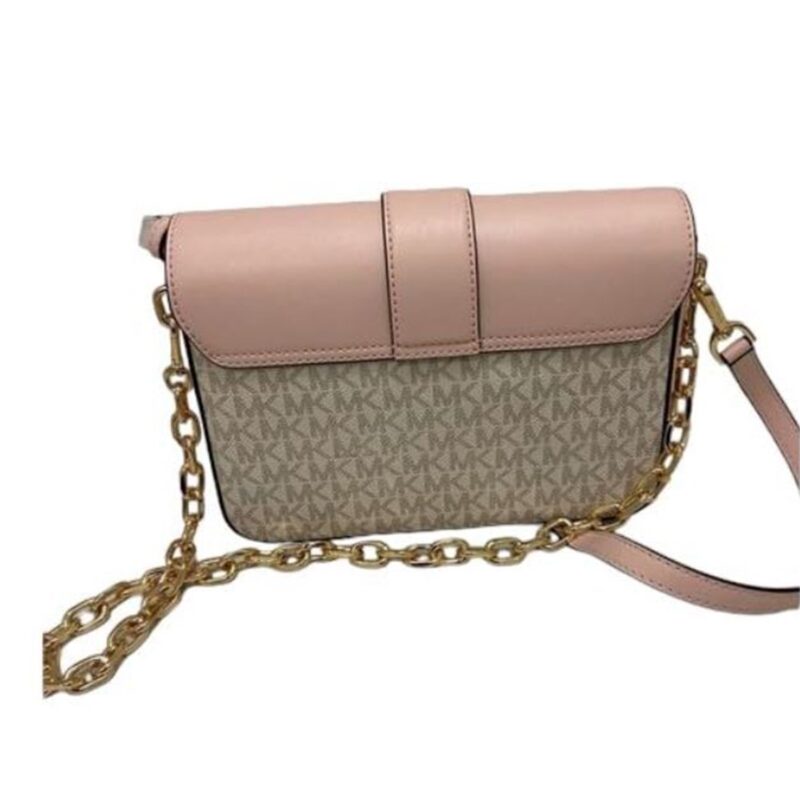 Carmen Small Leather Flap Crossbody Handbag (Powder Blush - Image 2
