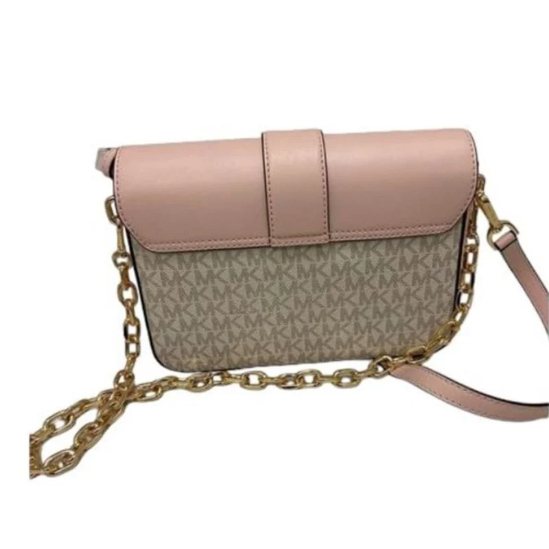 Carmen Small Leather Flap Crossbody Handbag (Powder Blush - Image 2