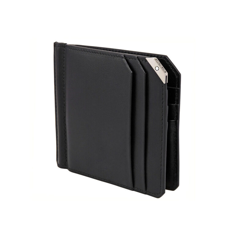 Montblanc Urban Spirit Men's Wallet 6CC Black Leather with Money Clip