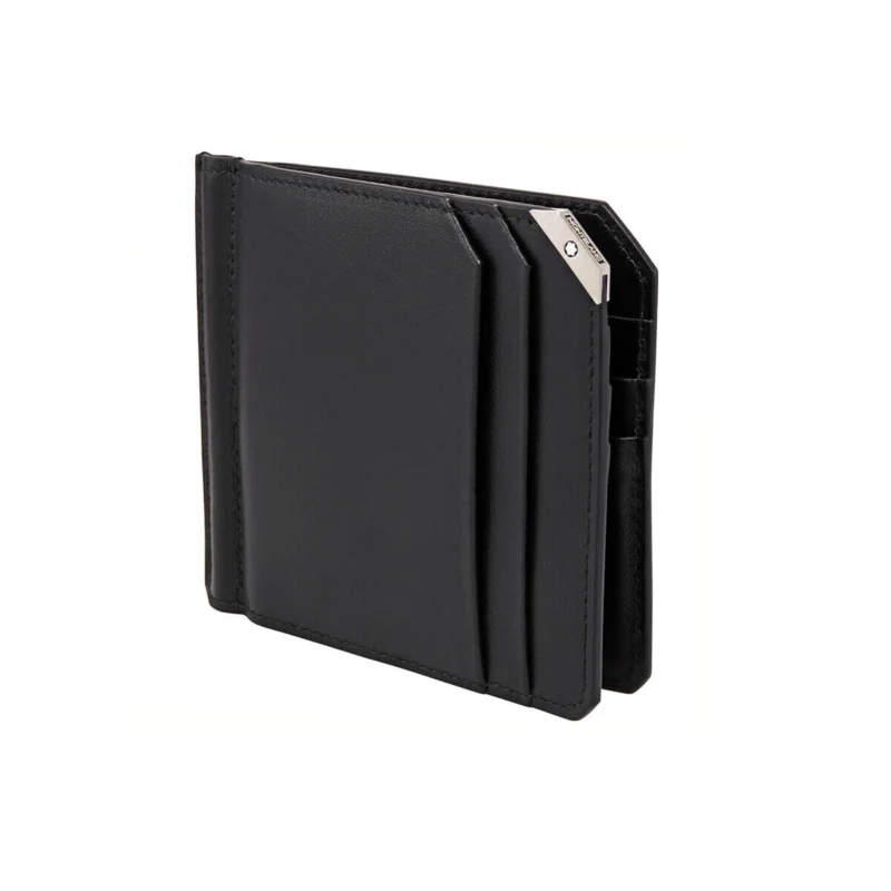 Montblanc Urban Spirit Men's Wallet 6CC Black Leather with Money Clip