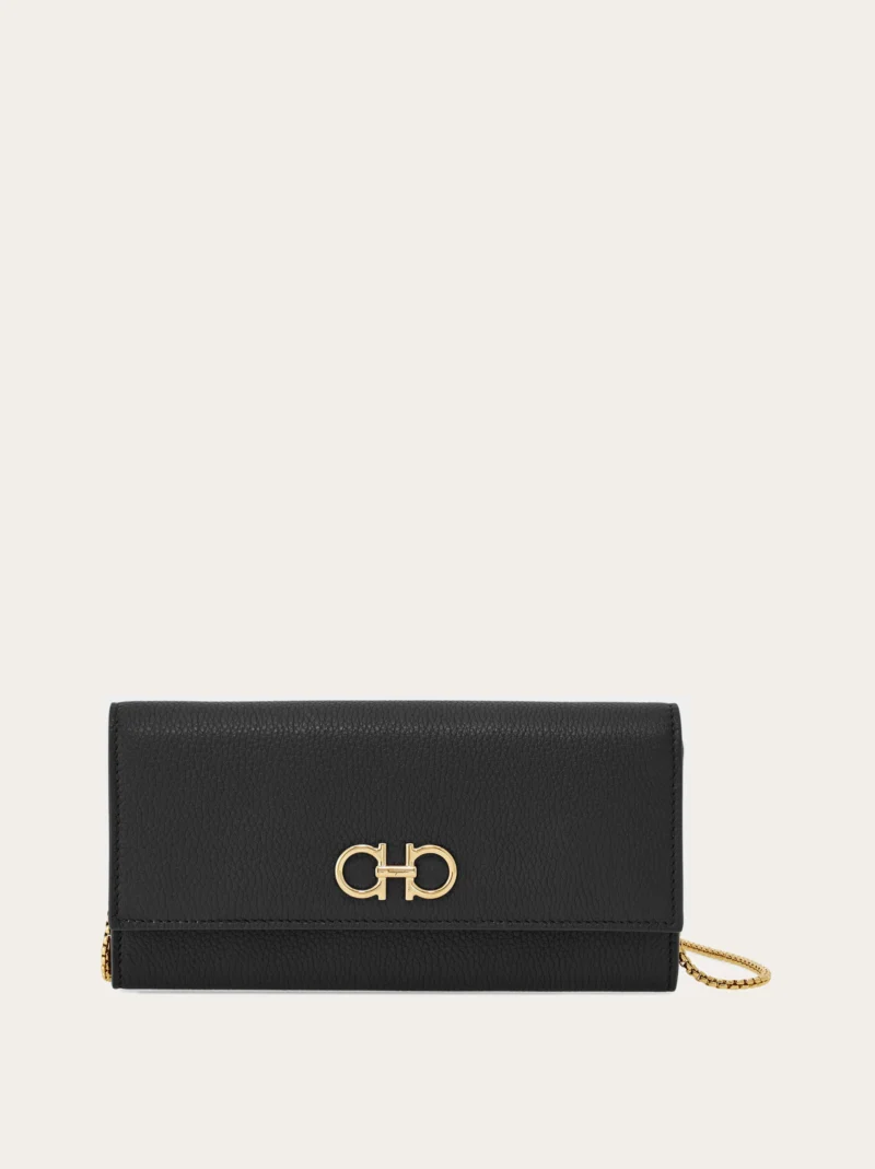Gancini Leather Chain Shoulder bag Wallet Clutch