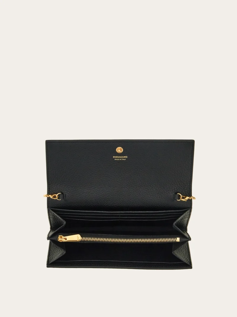 Gancini Leather Chain Shoulder bag Wallet Clutch - Image 3