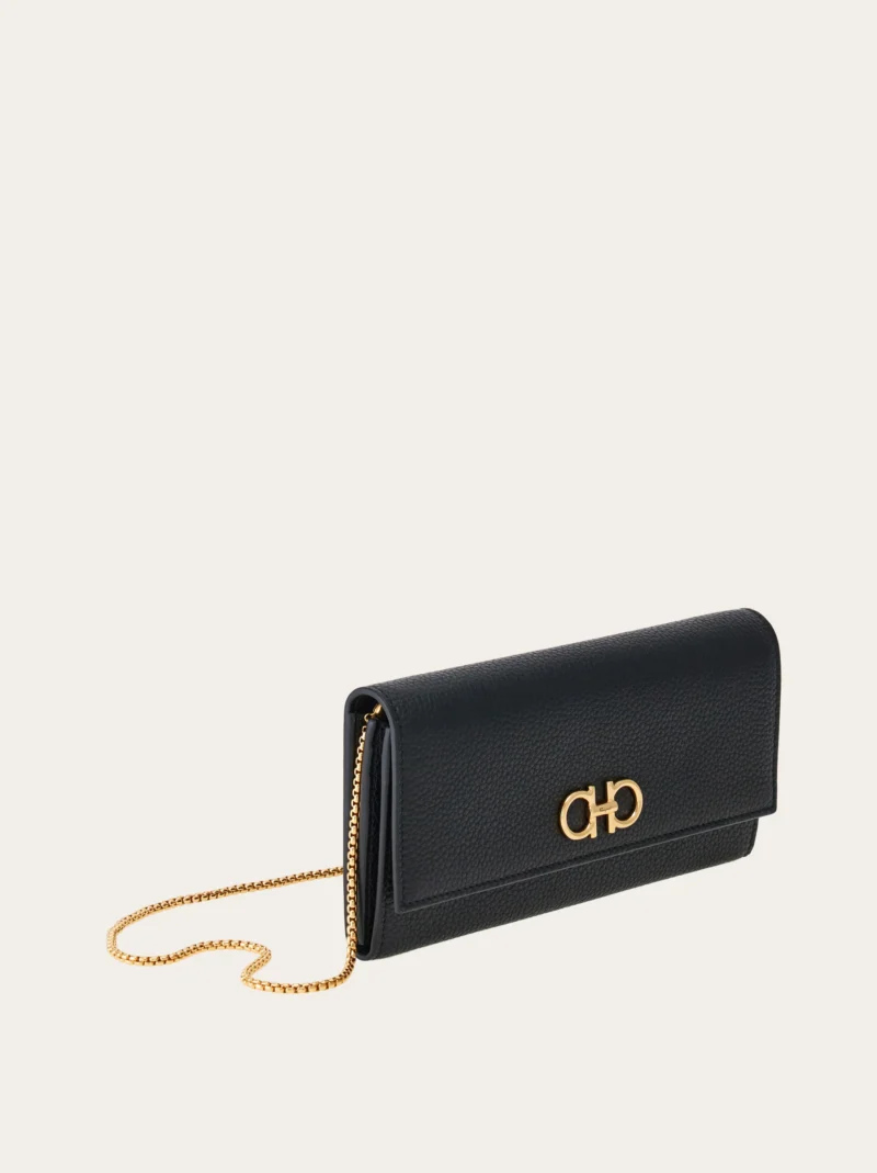 Gancini Leather Chain Shoulder bag Wallet Clutch - Image 2