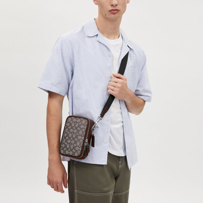 Stanton Crossbody Signature Jacquard & Leather Maple - Image 2