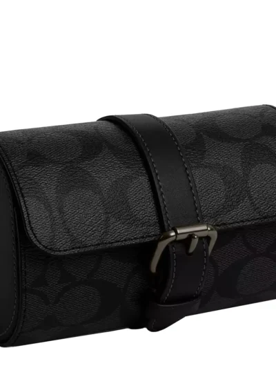 Watch Case In Signature Canvas in Charcoal/ Black