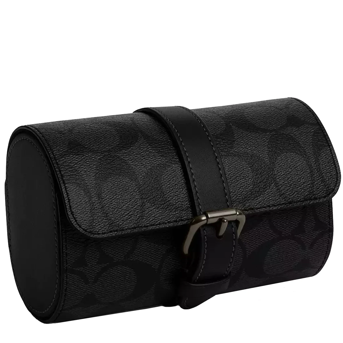 Watch Case In Signature Canvas in Charcoal/ Black