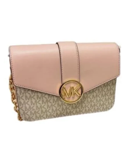 Carmen Small Leather Flap Crossbody Handbag (Powder Blush