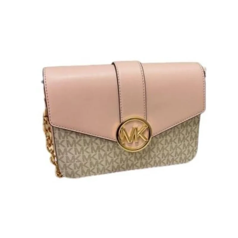 Carmen Small Leather Flap Crossbody Handbag (Powder Blush
