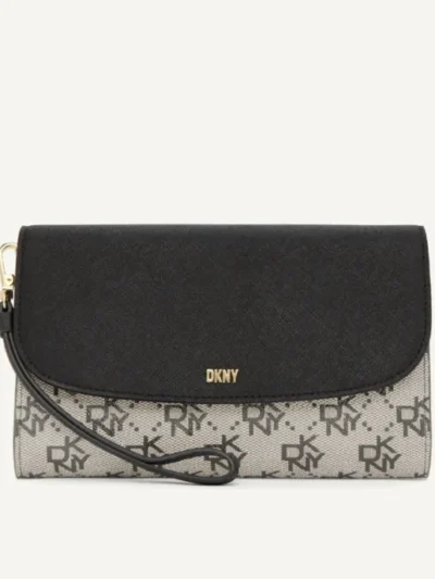 DKNY Sidney wallet on chain bag / warm grey & black