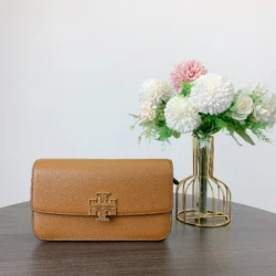 Tory Burch 141012 Britten Small Chain Wallet Wristlet Crossbody Bag IN MOOSE