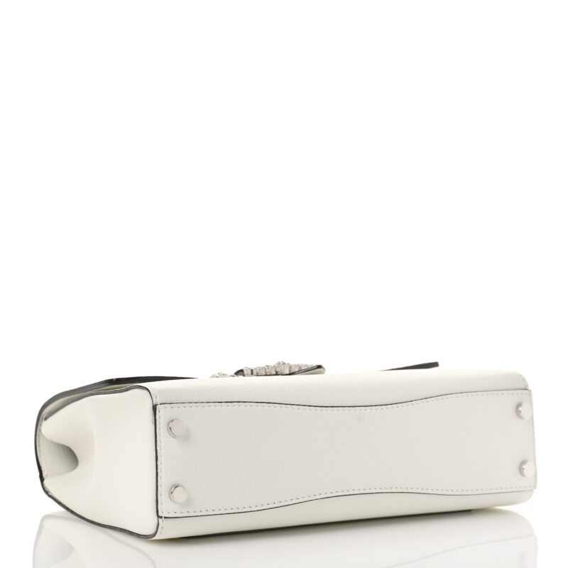 Calfskin Crystal Medium Cheri Top Handle Bag Milk - Image 5