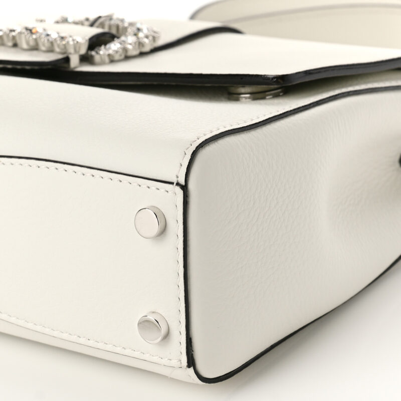 Calfskin Crystal Medium Cheri Top Handle Bag Milk - Image 10