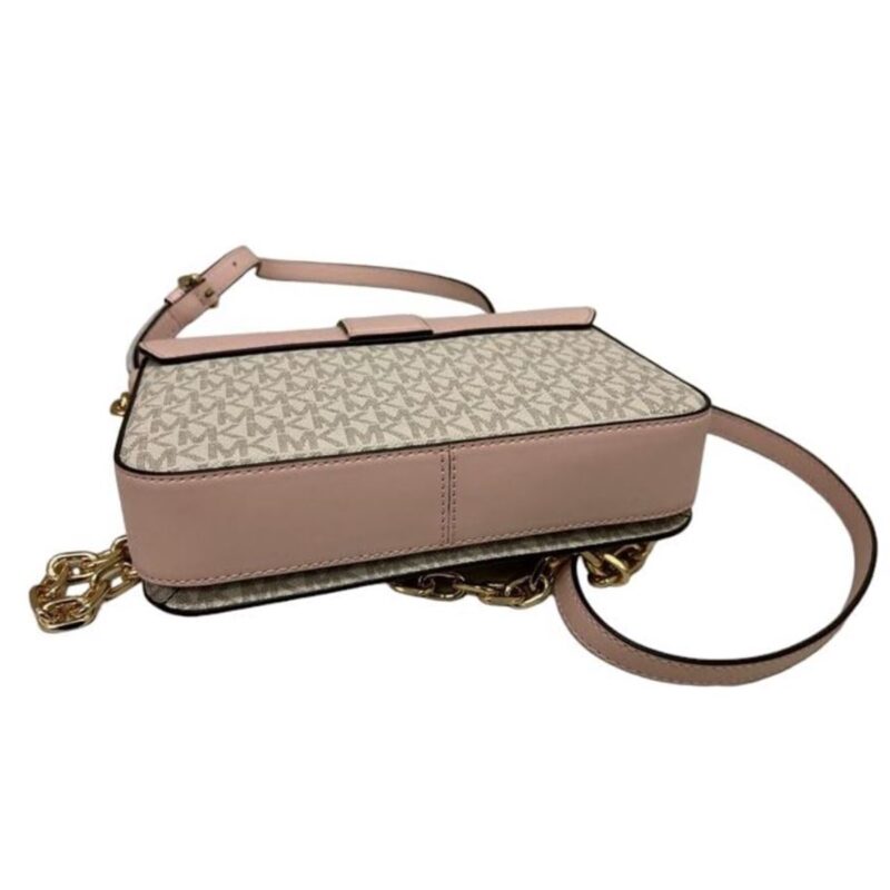 Carmen Small Leather Flap Crossbody Handbag (Powder Blush - Image 3