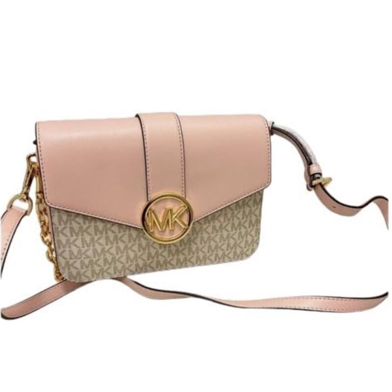 Carmen Small Leather Flap Crossbody Handbag (Powder Blush - Image 6