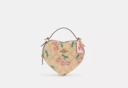 Handbag Heart Crossbody In Signature Canvas With Heart Cherry Print