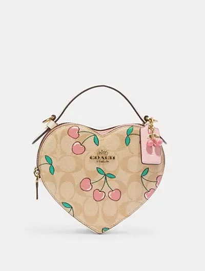 hand bagHeart Crossbody In Signature Canvas With Heart Cherry Print