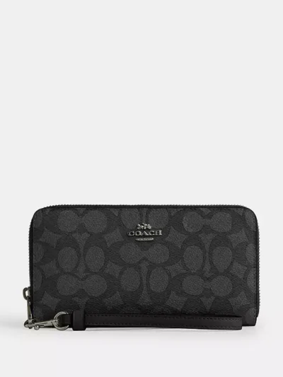 Long Zip Around Wallet In Signature Canvas