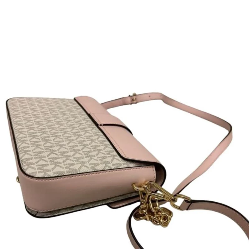 Carmen Small Leather Flap Crossbody Handbag (Powder Blush - Image 4