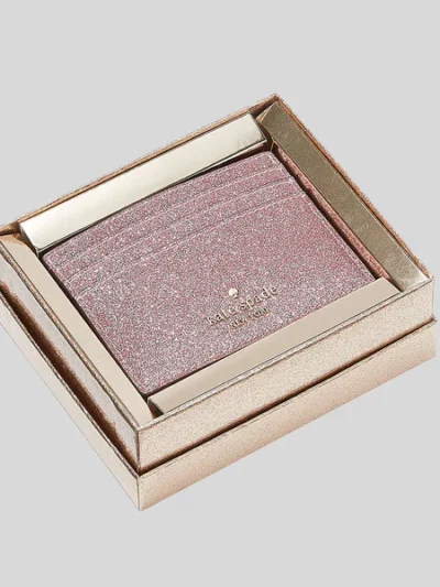 KATE SPADE Boxed Glimmer Small Slim Card Holder Mitten Pink KE448