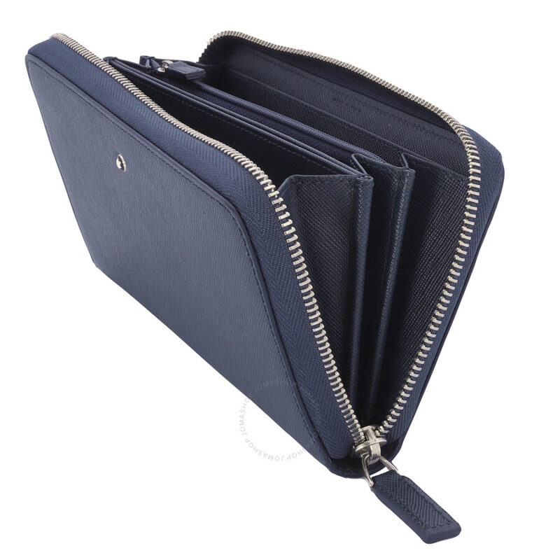 Blue Leather 12cc Sartorial Zip-Around Wallet - Image 3