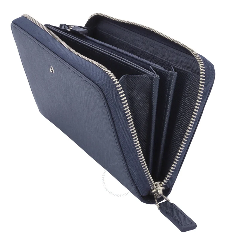 Blue Leather 12cc Sartorial Zip-Around Wallet - Image 3