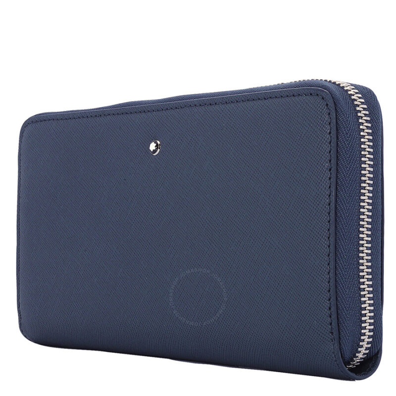 Blue Leather 12cc Sartorial Zip-Around Wallet - Image 2