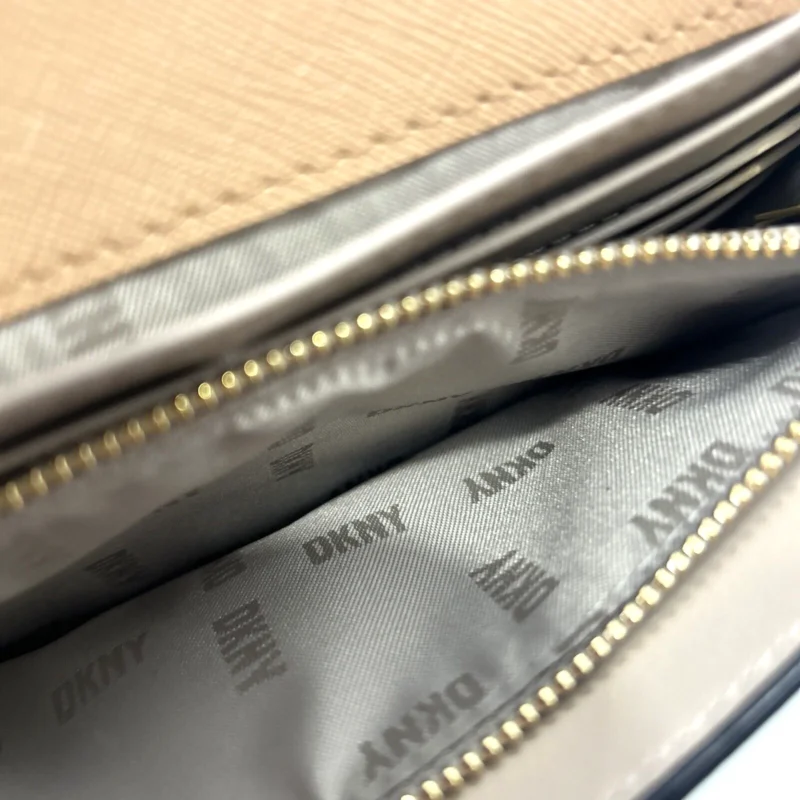DKNY Sidney Wallet - Mocha/Beige Leather, Beige Handle, Gold Hardware, Elegant - Image 3