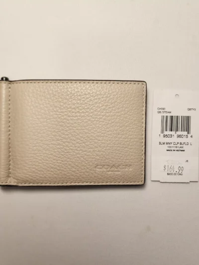 MEN Slim Money Clip Billfold Wallet in QB/ Steam
