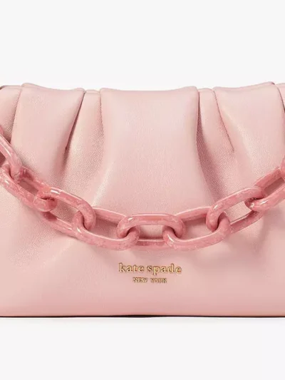 Kate Spade Souffle Smooth Leather Small Chain Crossbody Clutch ~NWT~ Pink Dune