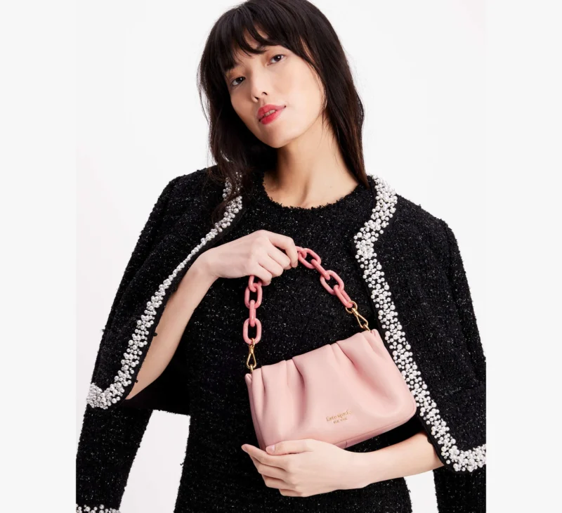 Kate Spade Souffle Smooth Leather Small Chain Crossbody Clutch ~NWT~ Pink Dune - Image 7