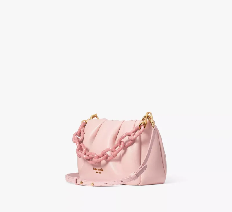 Kate Spade Souffle Smooth Leather Small Chain Crossbody Clutch ~NWT~ Pink Dune - Image 4