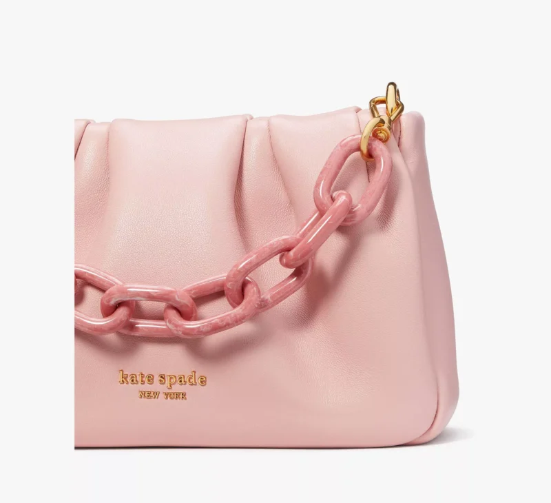 Kate Spade Souffle Smooth Leather Small Chain Crossbody Clutch ~NWT~ Pink Dune - Image 3