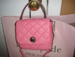 New Kate Spade NATALIA Small Flap Blush Quilted Leather Crossbody Bag