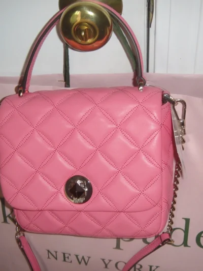 New Kate Spade NATALIA Small Flap Blush Quilted Leather Crossbody Bag