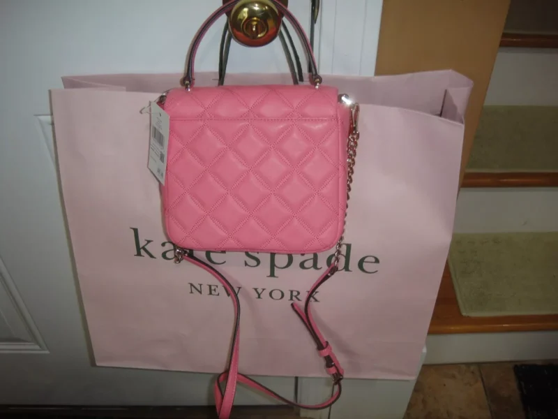 New Kate Spade NATALIA Small Flap Blush Quilted Leather Crossbody Bag - Image 4