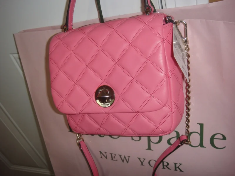 New Kate Spade NATALIA Small Flap Blush Quilted Leather Crossbody Bag - Image 2