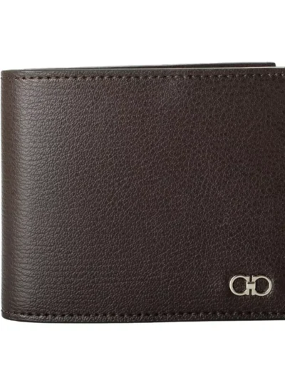 Salvatore Ferragamo Men's Chocolate Brown Pebbled Leather Bifold Wallet