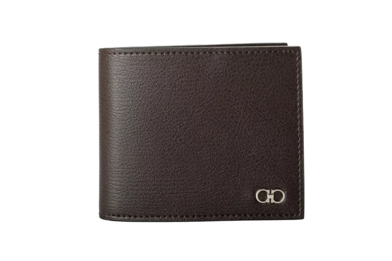 Salvatore Ferragamo Men's Chocolate Brown Pebbled Leather Bifold Wallet