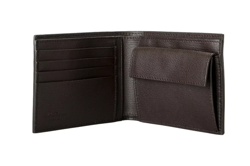 Salvatore Ferragamo Men's Chocolate Brown Pebbled Leather Bifold Wallet - Image 4