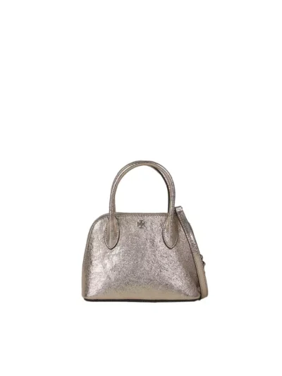 Emerson Metallic Mini Dome Satchel Bag In White Gold 159519